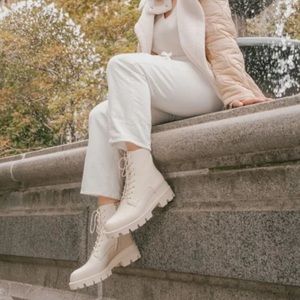 {sam edelman} ivory garret combat boots